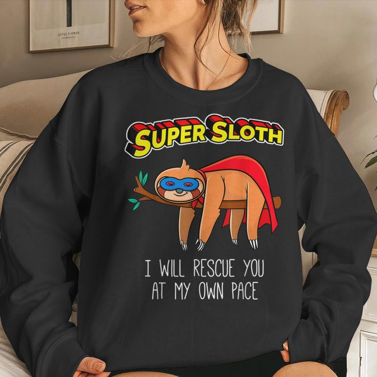 Funny Sloth Superhero Super Sloth Hero Gift Women Crewneck Graphic Sweatshirt Gifts for Her