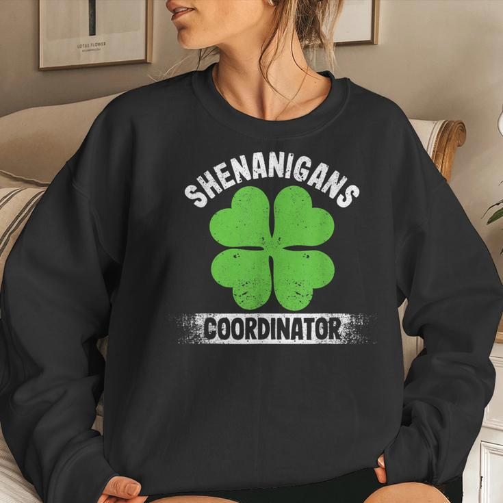Funny Teacher St Patricks Day Irish Shenanigans Coordinator Women Crewneck Graphic Sweatshirt Gifts for Her