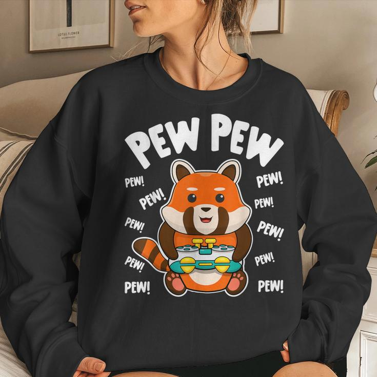 Gamer Red Panda Pew Pew Cute Kawaii Red Panda Video Games Women Sweatshirt Gifts for Her