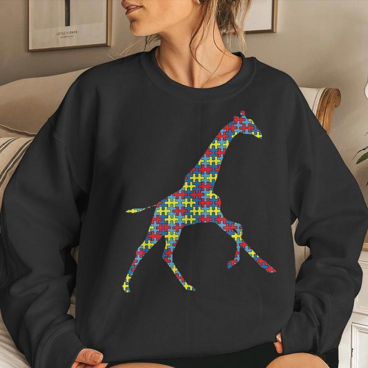 Giraffe Autism Awareness Kids Ruminant Puzzle Day Mom Gift Women Crewneck Graphic Sweatshirt Gifts for Her