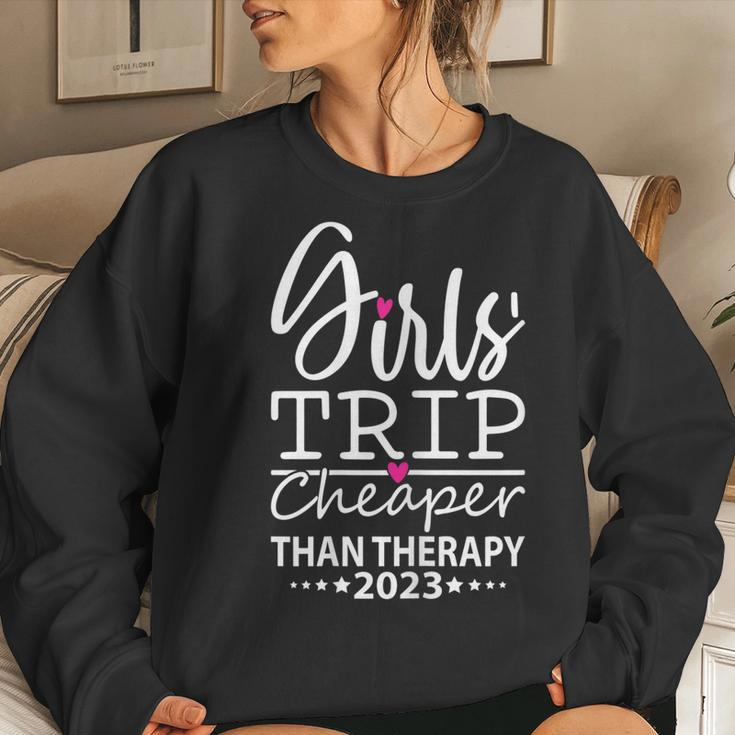 Womens Girls Trip Cheapers Than Therapy 2023 Girls Vacation Party Women Sweatshirt Gifts for Her