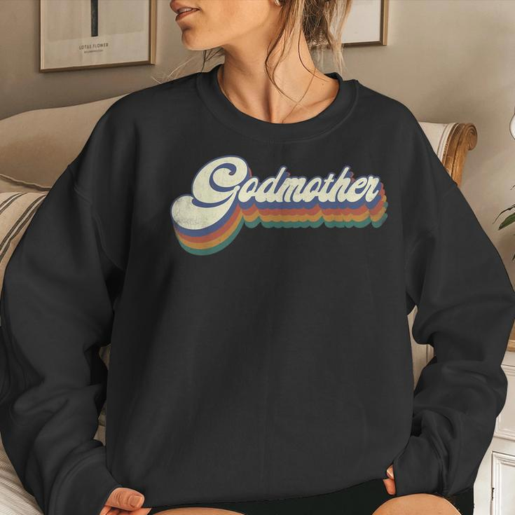 Godmother Gifts Women Retro Vintage Mothers Day Godmother Women Crewneck Graphic Sweatshirt Gifts for Her