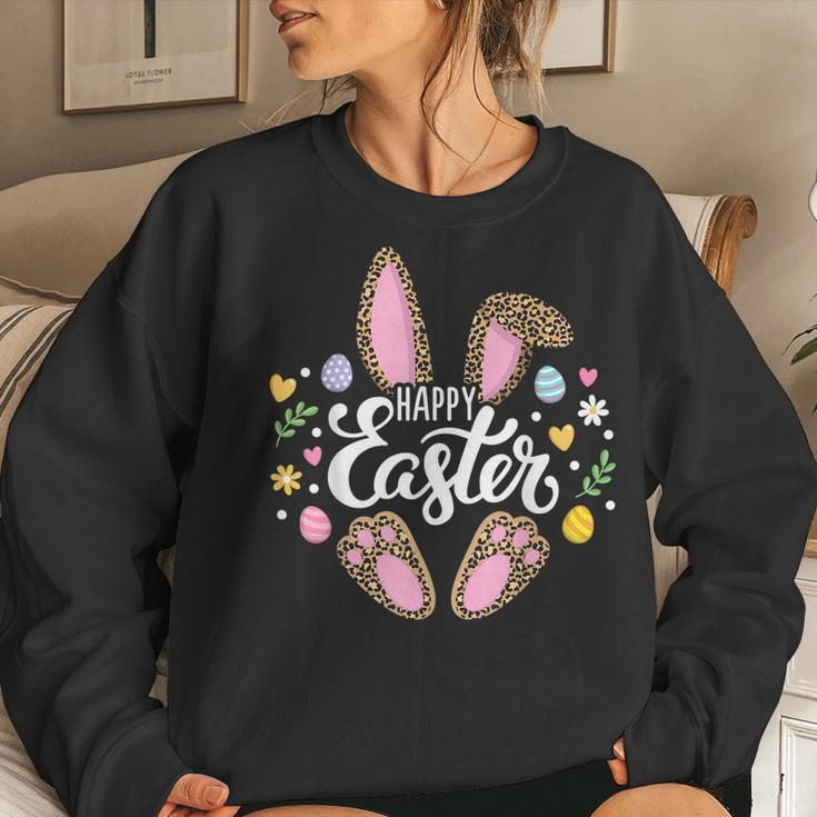 Happy Easter Bunny Leopard Easter Egg Hunt Easter Women Girl Women Sweatshirt Gifts for Her