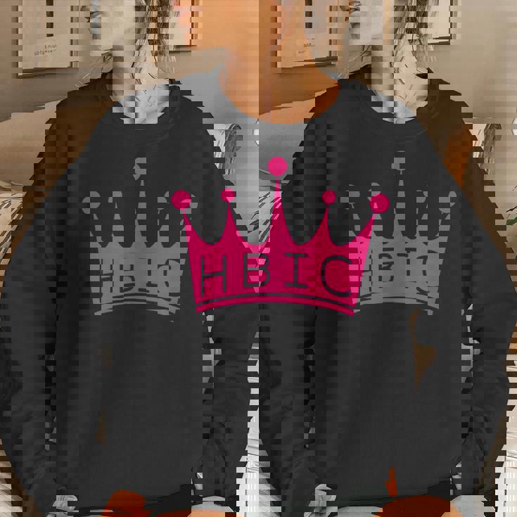 Hbic Womens Gift Head Bitch In Charge Design Women Crewneck Graphic Sweatshirt Gifts for Her