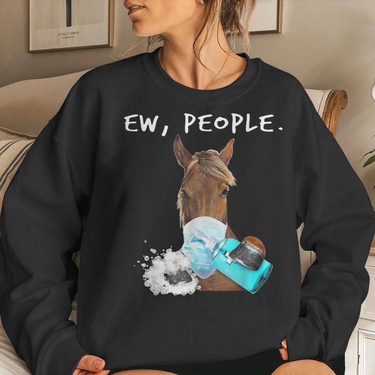 Horse Ew People Horse Wearing A Face Mask Women Sweatshirt Gifts for Her