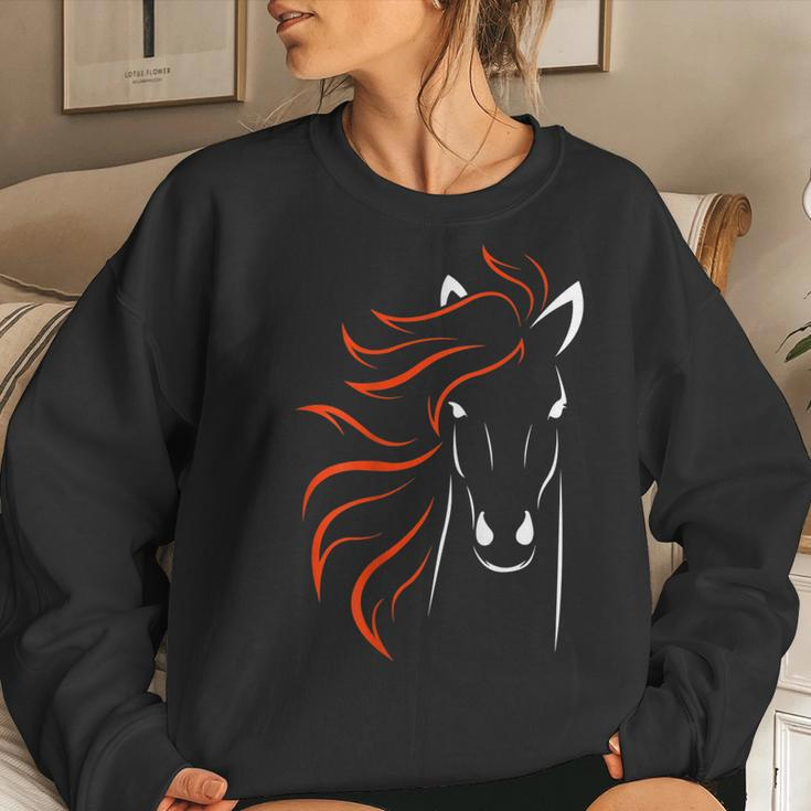 Horse Orange Blue Colorado Denver D Football Women Sweatshirt Gifts for Her