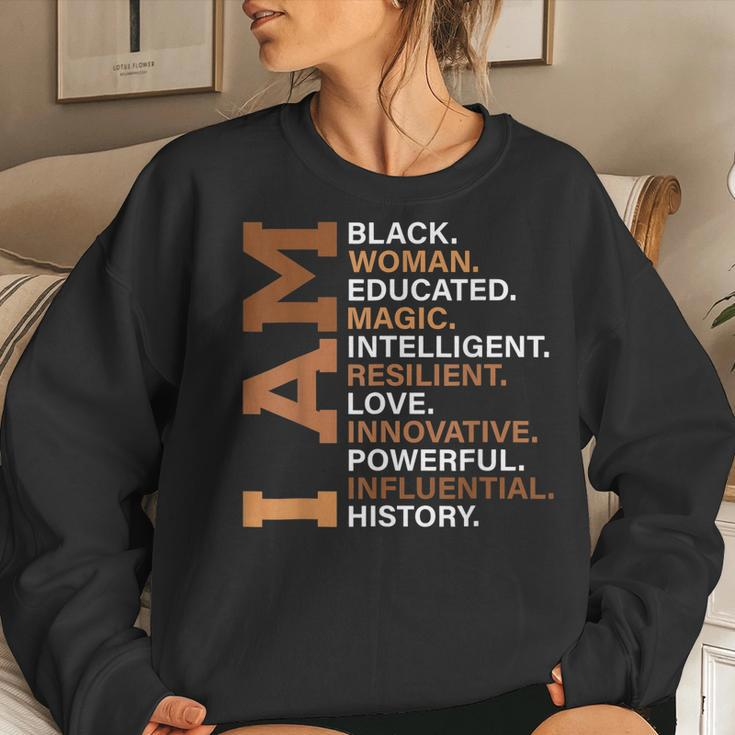 I Am Black Woman Educated Melanin Black History Month Women Women Crewneck Graphic Sweatshirt Gifts for Her