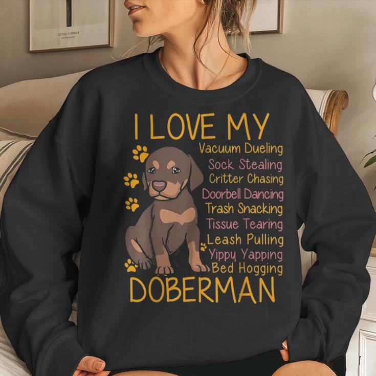 I Love My Red Doberman Dobie Mom Dad Gifts Youth Kid Lovers Women Crewneck Graphic Sweatshirt Gifts for Her