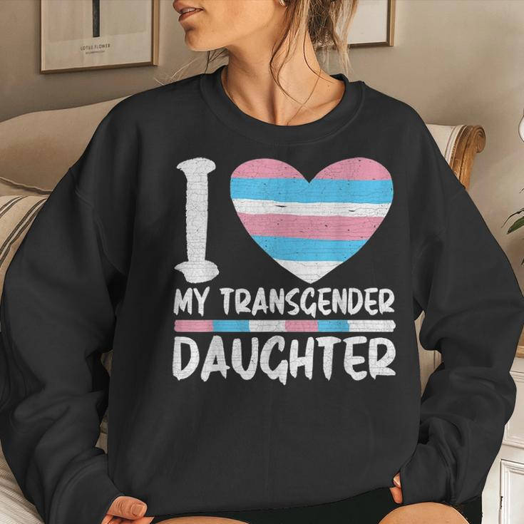 I Love My Transgender Daughter Gift Lgbt Flag Trans Mom Dad Women Crewneck Graphic Sweatshirt Gifts for Her
