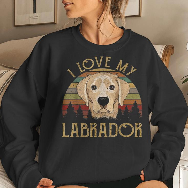 I Love My Yellow Lab Labrador Funny Lover Mom Dad Kid Gifts Women Crewneck Graphic Sweatshirt Gifts for Her