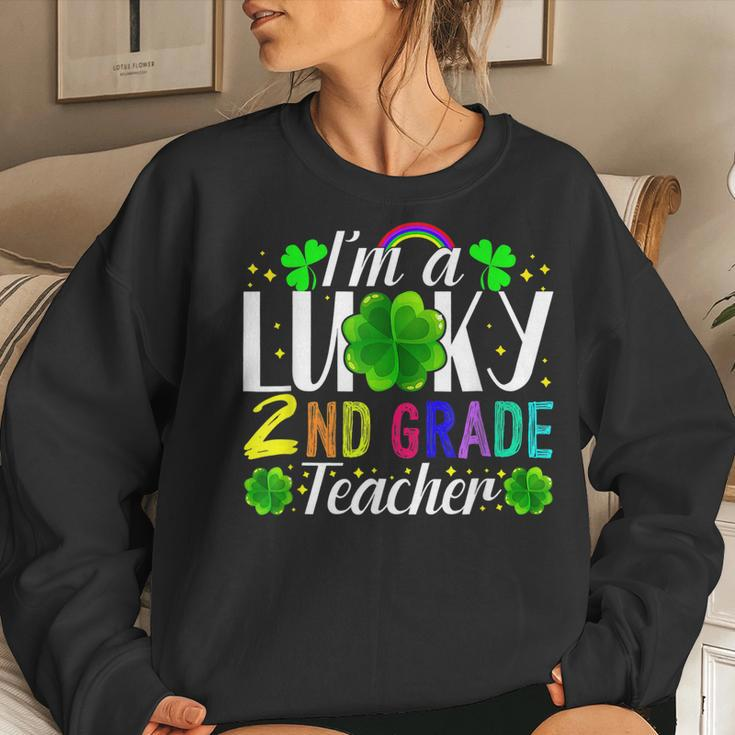 Im A Lucky 2Nd Grade Teacher St Patricks Day Costume Women Crewneck Graphic Sweatshirt Gifts for Her
