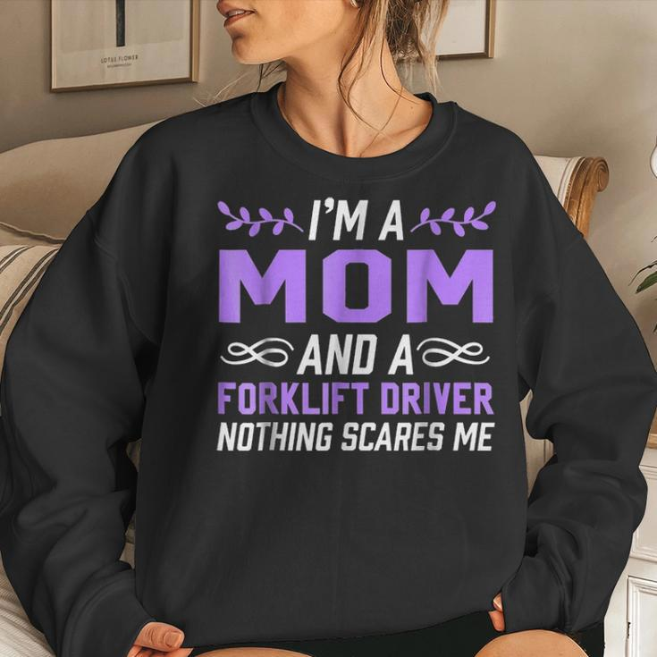 Im A Mom & Forklift Driver Nothing Scares Me Women Crewneck Graphic Sweatshirt Gifts for Her
