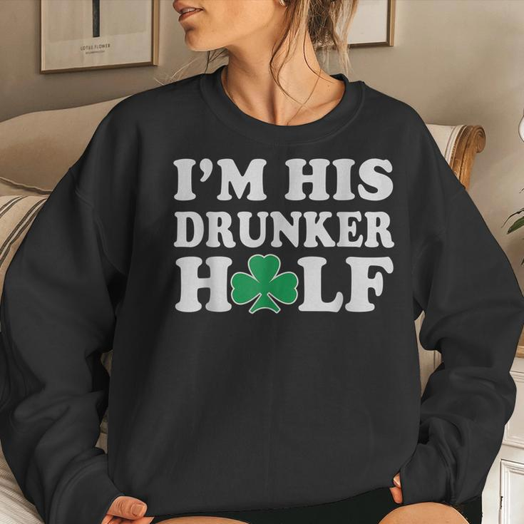 Im His Drunker Half Couples Irish St Patricks Day Women Crewneck Graphic Sweatshirt Gifts for Her