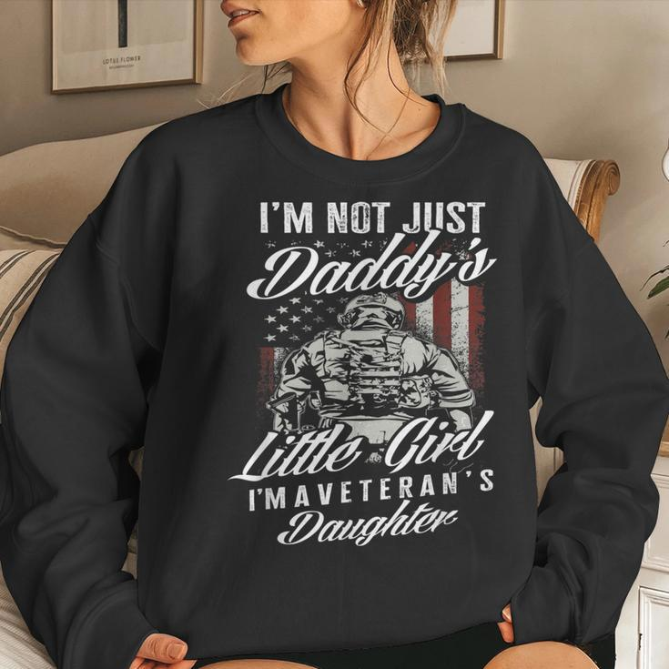 Im Not Just Dads Little Girl Im A Veterans Daughter Women Crewneck Graphic Sweatshirt Gifts for Her