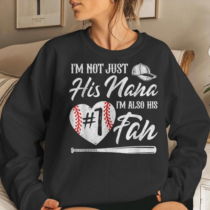 Im Not Just His Nana Im His Number One Fan Baseball Cute Women Crewneck Graphic Sweatshirt Gifts for Her
