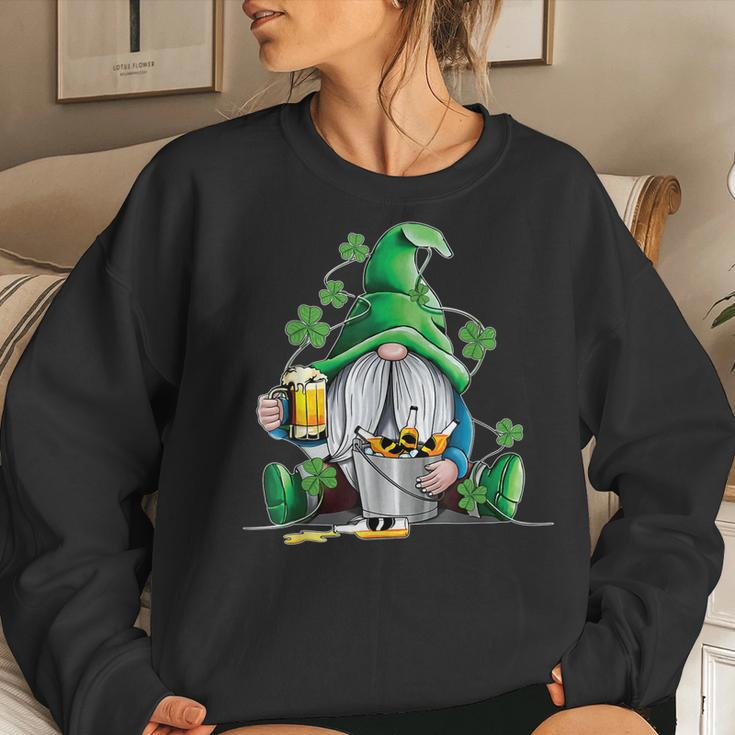 Irish Gnome Drink Beer Lucky Shamrock Gnome St Patricks Day V2 Women Crewneck Graphic Sweatshirt Gifts for Her