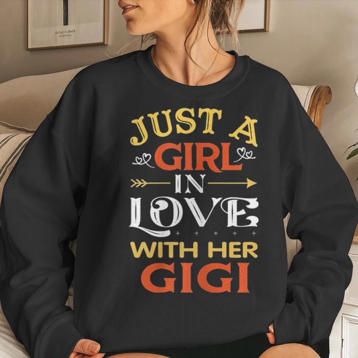 Just A Girl In Love With Her Gigi Mothers Day Family Gift Women Crewneck Graphic Sweatshirt Gifts for Her