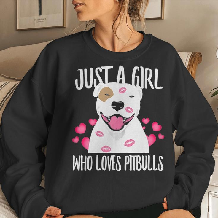 Just A Girl Who Loves Pitbulls Pitty Dog Puppy Dad Mom Women Crewneck Graphic Sweatshirt Gifts for Her