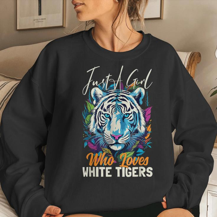 Just A Girl Who Loves White Tigers Girls Women Bengal Tiger Women Sweatshirt Gifts for Her