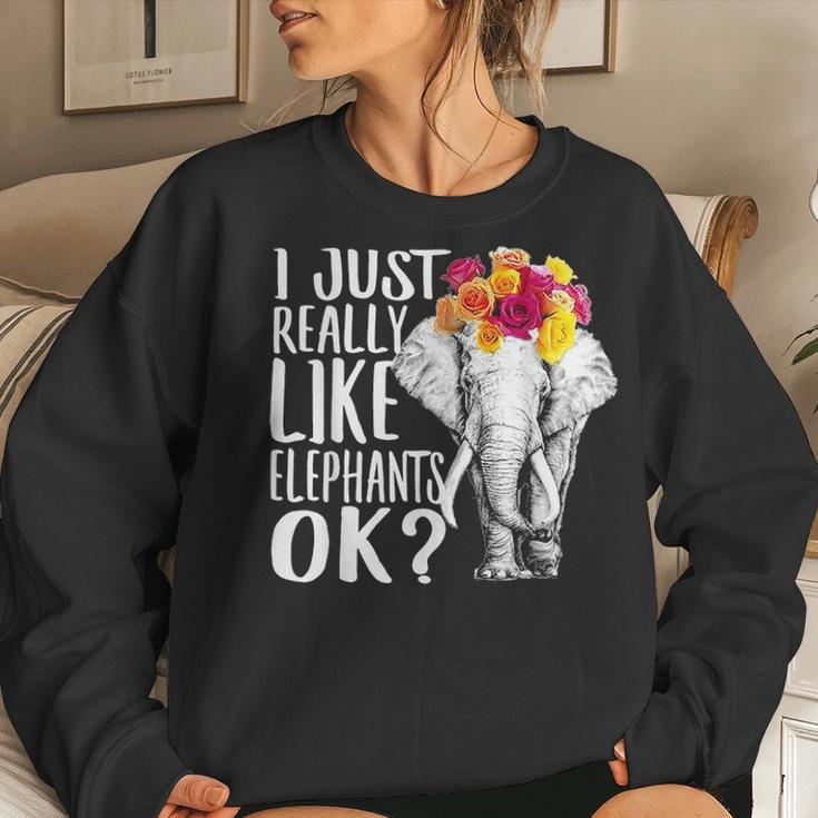 Just Really Like Elephants Love R Dad Mom Boy Girl Funny Women Crewneck Graphic Sweatshirt Gifts for Her