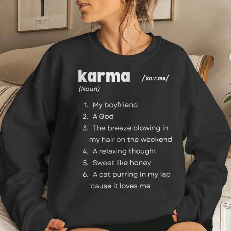 Karma Is My Boyfriend Karma A God Relaxing Thought Inspired Women Crewneck Graphic Sweatshirt Gifts for Her