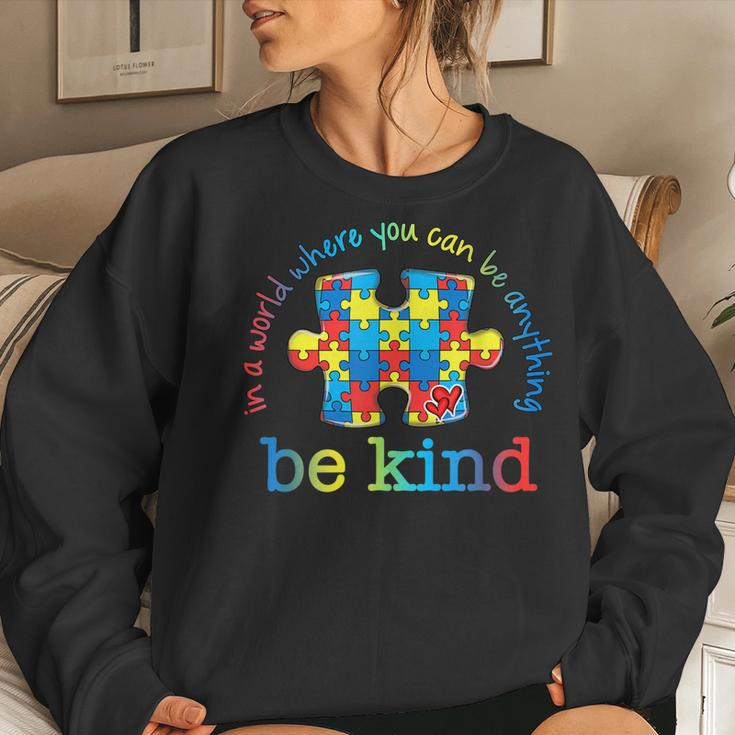 Be Kind Autism Awareness Puzzle Rainbow Choose Kindness Women Sweatshirt Gifts for Her