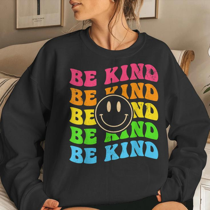 Be Kind Retro Happy Face Vintage Positivity Women Sweatshirt Gifts for Her