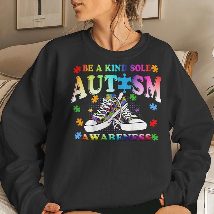 Be A Kind Sole Autism Awareness Puzzle Shoes Be Kind Women Sweatshirt Gifts for Her