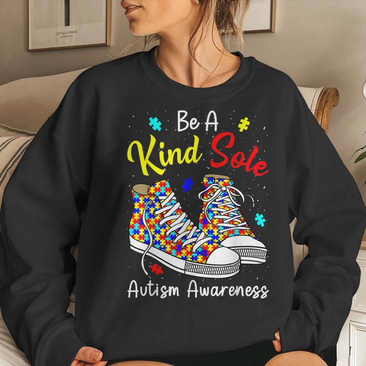 Be A Kind Sole Autism Awareness Rainbow Trendy Puzzle Shoes Women Sweatshirt Gifts for Her