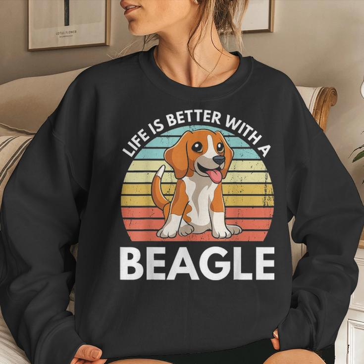 Life Is Better With A Beagle Cute Beagle Mom Dog Mom Beagle Women Crewneck Graphic Sweatshirt Gifts for Her