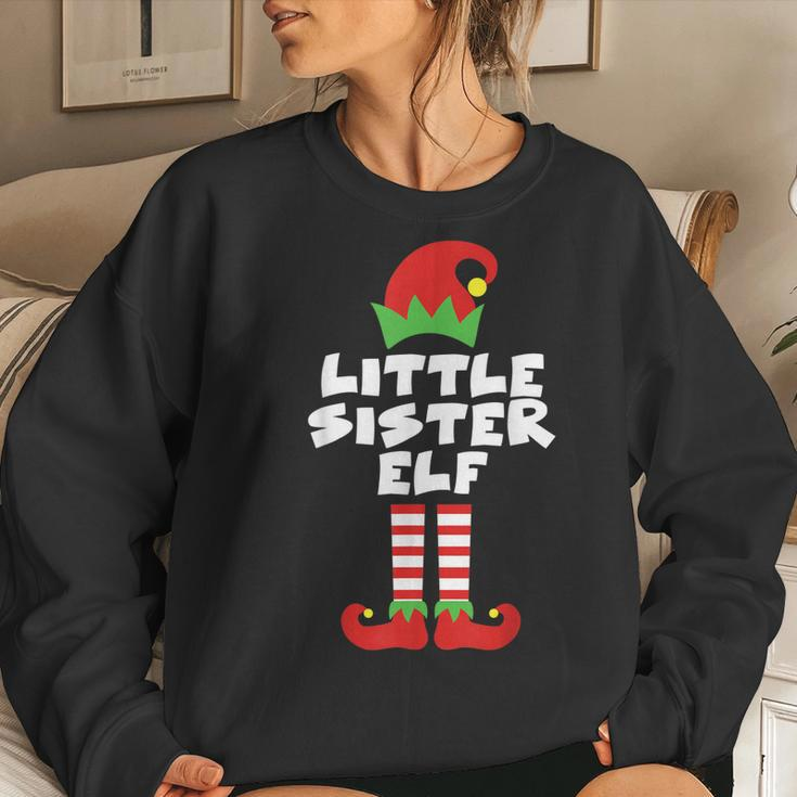 Little Sister Elf Matching Family Christmas Adorable Costume Women Sweatshirt Gifts for Her