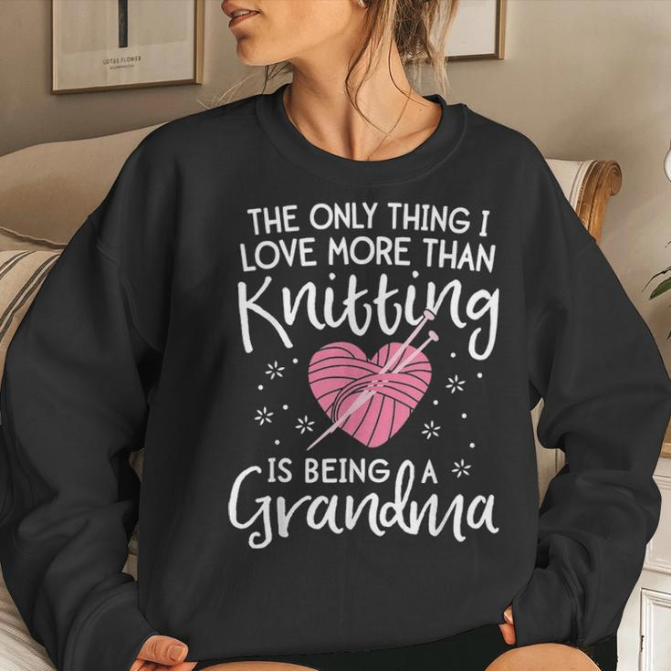 Love Knitting For Women Grandma Mother Yarn Knit Women Crewneck Graphic Sweatshirt Gifts for Her