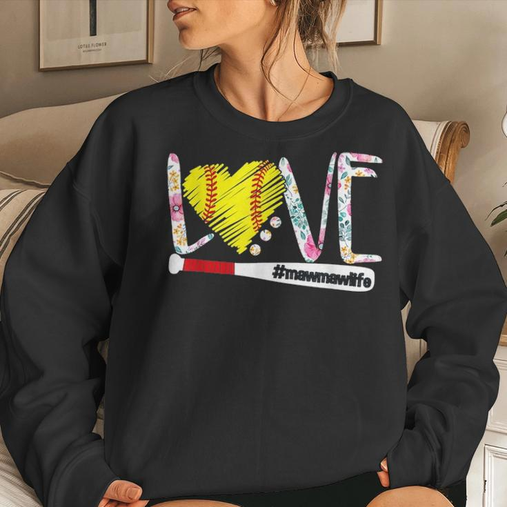 Love Mawmaw Life Softball Gift Mother Day Women Crewneck Graphic Sweatshirt Gifts for Her