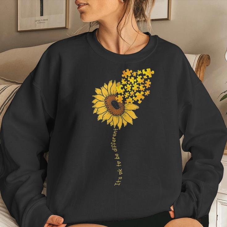 Love Sunflower Puzzle Autism Awareness Mom Daughter Women Crewneck Graphic Sweatshirt Gifts for Her