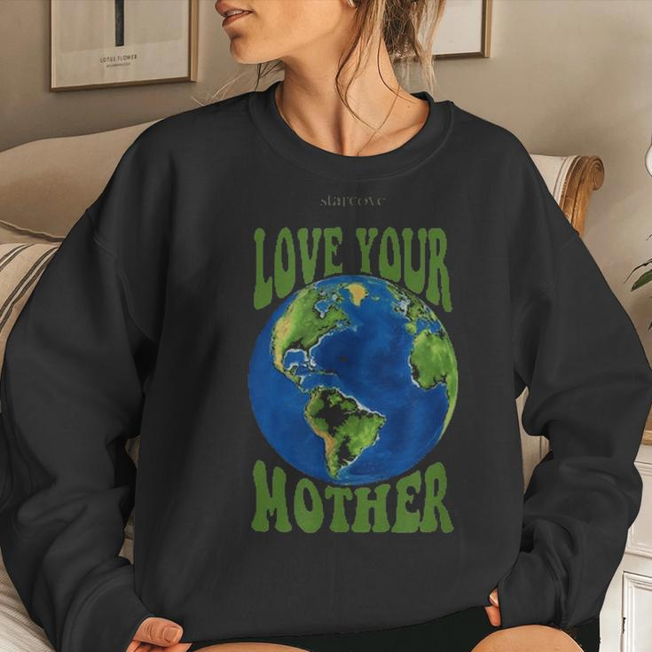 Love Your Mother Earth Planet Earth Day Climate Change Art Women Crewneck Graphic Sweatshirt Gifts for Her