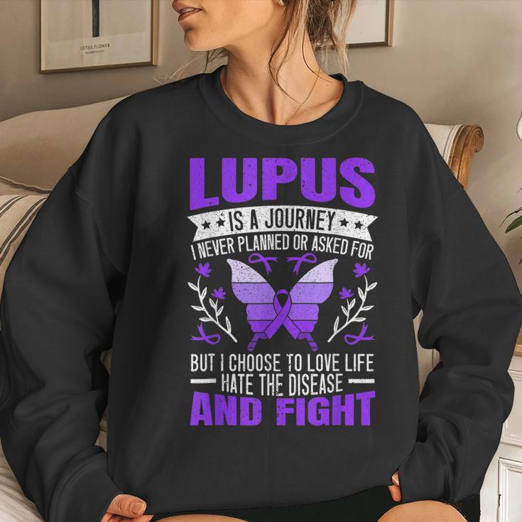 Lupus Awareness Butterfly Wear Purple Sle Autoimmune Disease Women Sweatshirt Gifts for Her