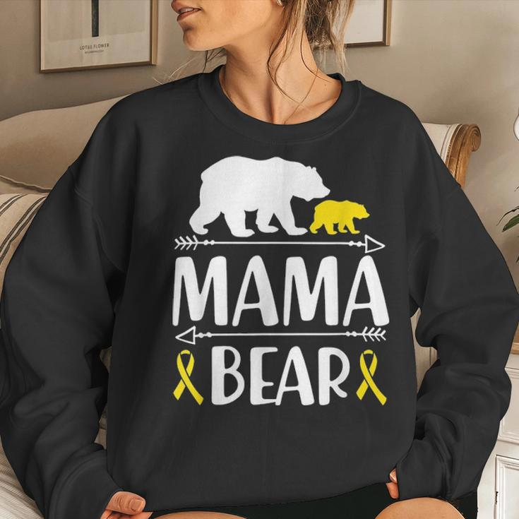 Mama Bear Childhood Cancer Awareness Gift Mom Of A Warrior Women Crewneck Graphic Sweatshirt Gifts for Her