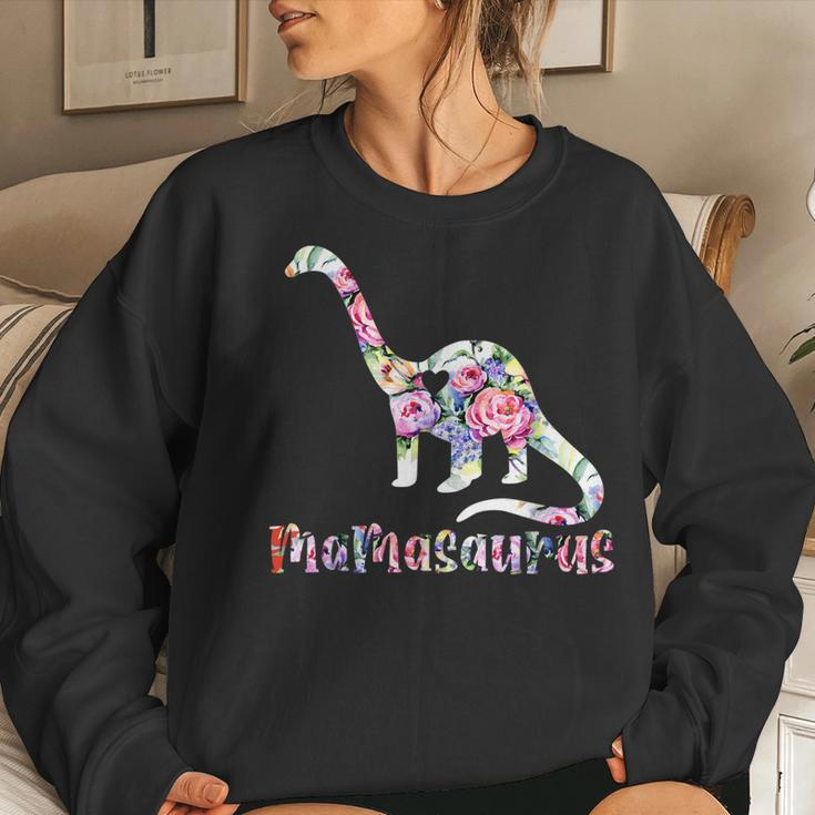 Mamasaurus Dinosaur Cute Birthday Mom Dino Flowers Women Sweatshirt Gifts for Her