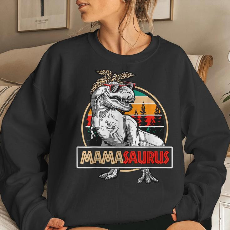 Mamasaurus Dinosaur Mom Vintage Leopard Bandana Mother Women Sweatshirt Gifts for Her