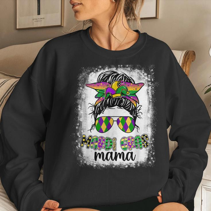 Messy Bun Hair Glasses New Orleans Carnival Mardi Gras Mama V2 Women Crewneck Graphic Sweatshirt Gifts for Her