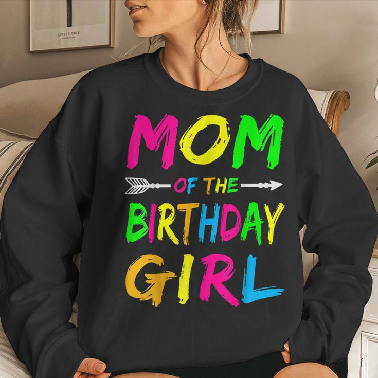 Mom Of The Birthday Girl Glows Retro 80S Party Glow Women Sweatshirt Gifts for Her