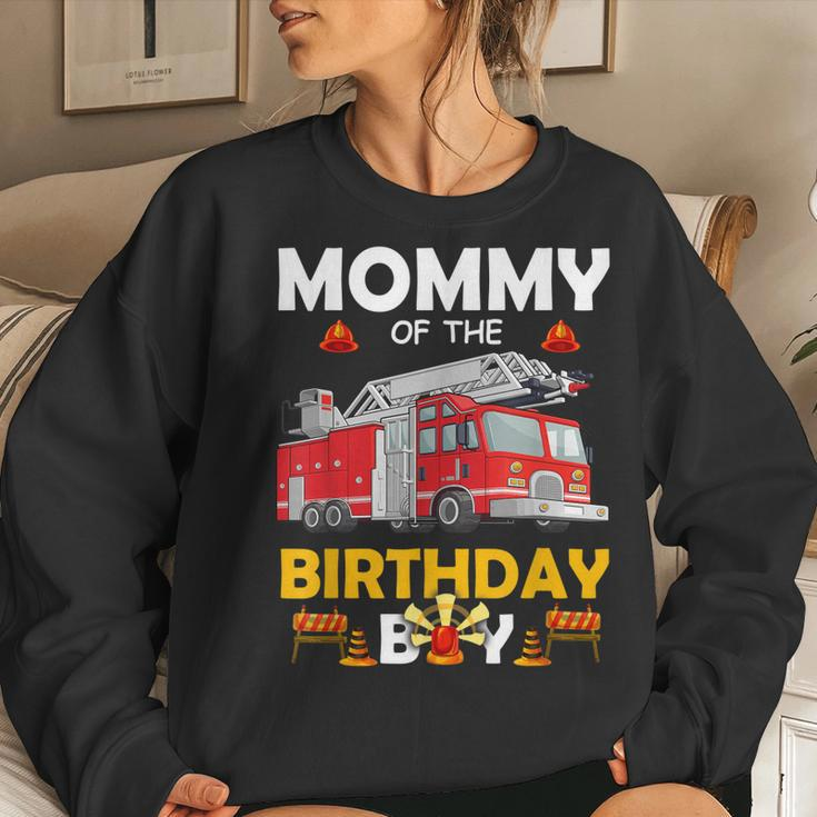 Mommy Of The Birthday Boy Fire Truck Firefighter Party Mom Women Crewneck Graphic Sweatshirt Gifts for Her