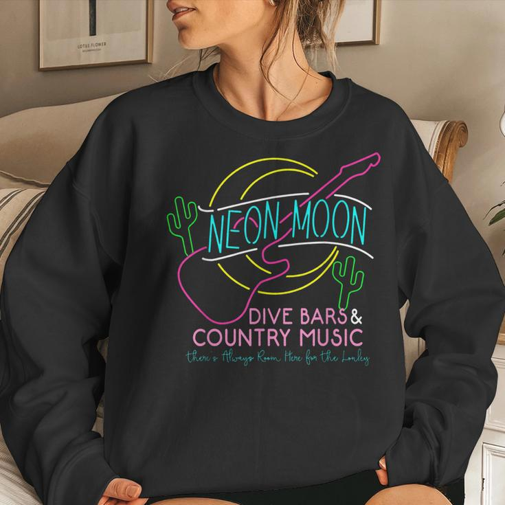 Moon Western Cactus Dive Bars & Country Music 80S 90S Women Sweatshirt Gifts for Her