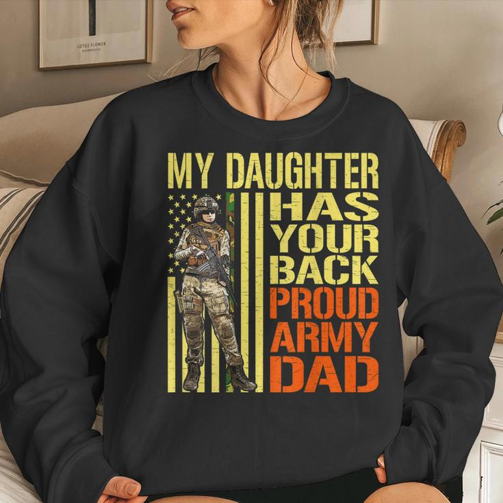 My Daughter Has Your Back Military Proud Army Dad Gift Women Crewneck Graphic Sweatshirt Gifts for Her
