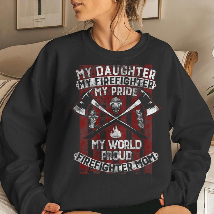 My Daughter My Firefighter Hero | Proud Firefighter Mother Women Crewneck Graphic Sweatshirt Gifts for Her