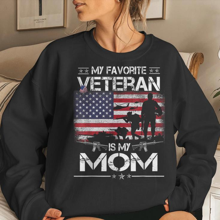 My Favorite Veteran Is My Mom - Flag Mother Veterans Day Women Crewneck Graphic Sweatshirt Gifts for Her