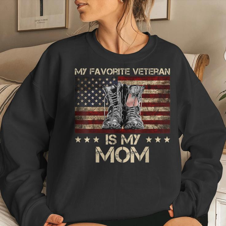 My Favorite Veteran Is My Mom Proud Son Veteran Mom Mother Women Crewneck Graphic Sweatshirt Gifts for Her