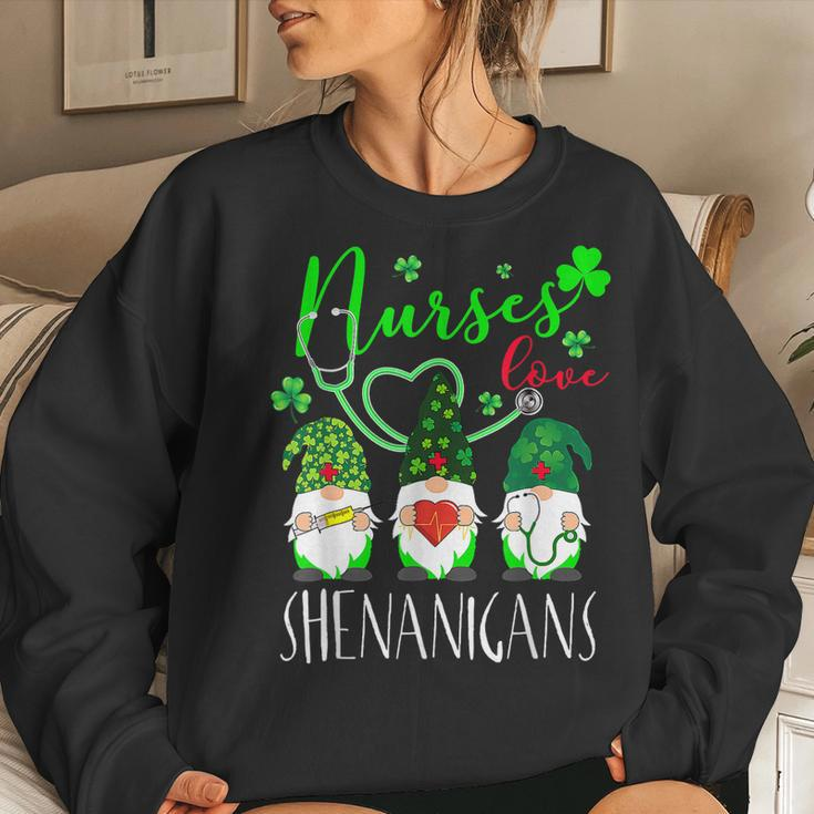 Nurses Love Shenanigans Funny Gnomes Nurse St Patricks Day V11 Women Crewneck Graphic Sweatshirt Gifts for Her