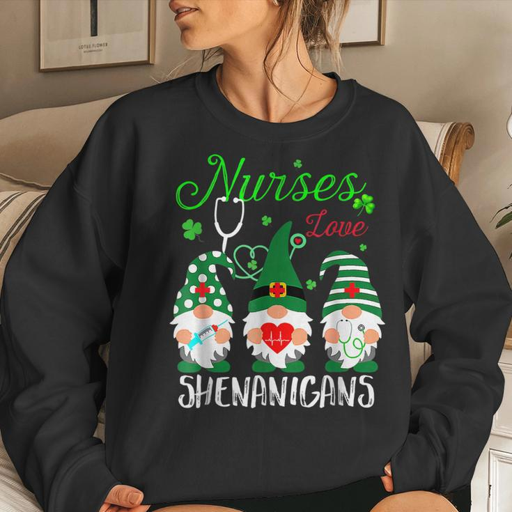 Nurses Love Shenanigans Funny Gnomes Nurse St Patricks Day V6 Women Crewneck Graphic Sweatshirt Gifts for Her