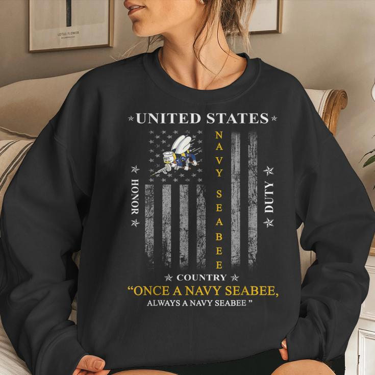 Once A Navy Seabee Always A Navy Seabee Women Crewneck Graphic Sweatshirt Gifts for Her